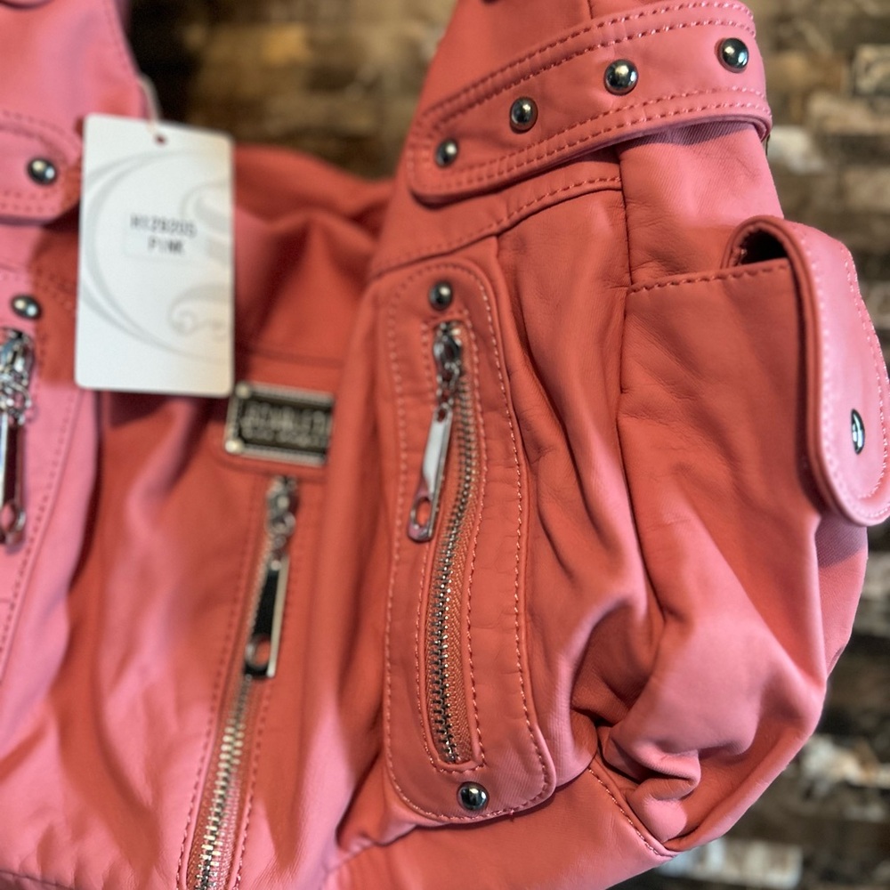 Pink Satchel Shoulder Faux Leather Bag - Picture 6 of 8
